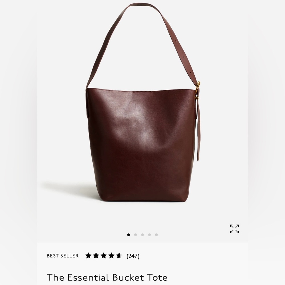 Madewell Leather Bucket Tote in Deep Brown